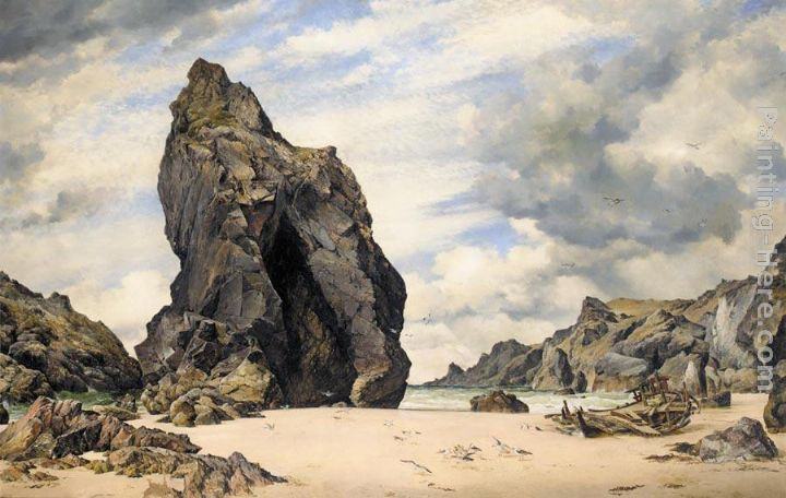 Edward William Cooke Steeple Rock, Kynance Cove, Lizard, Cornwall, Low Water
